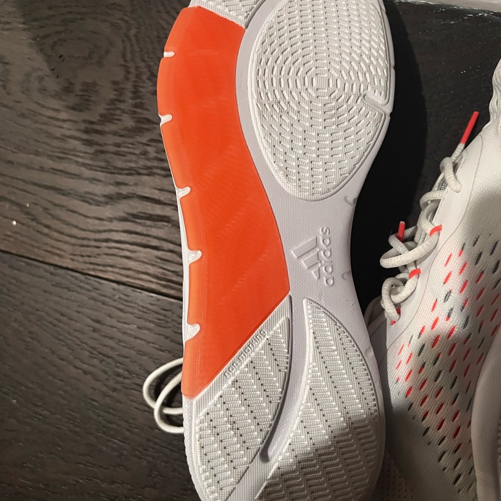 Adidas White and Bright Orange Athletic Shoes